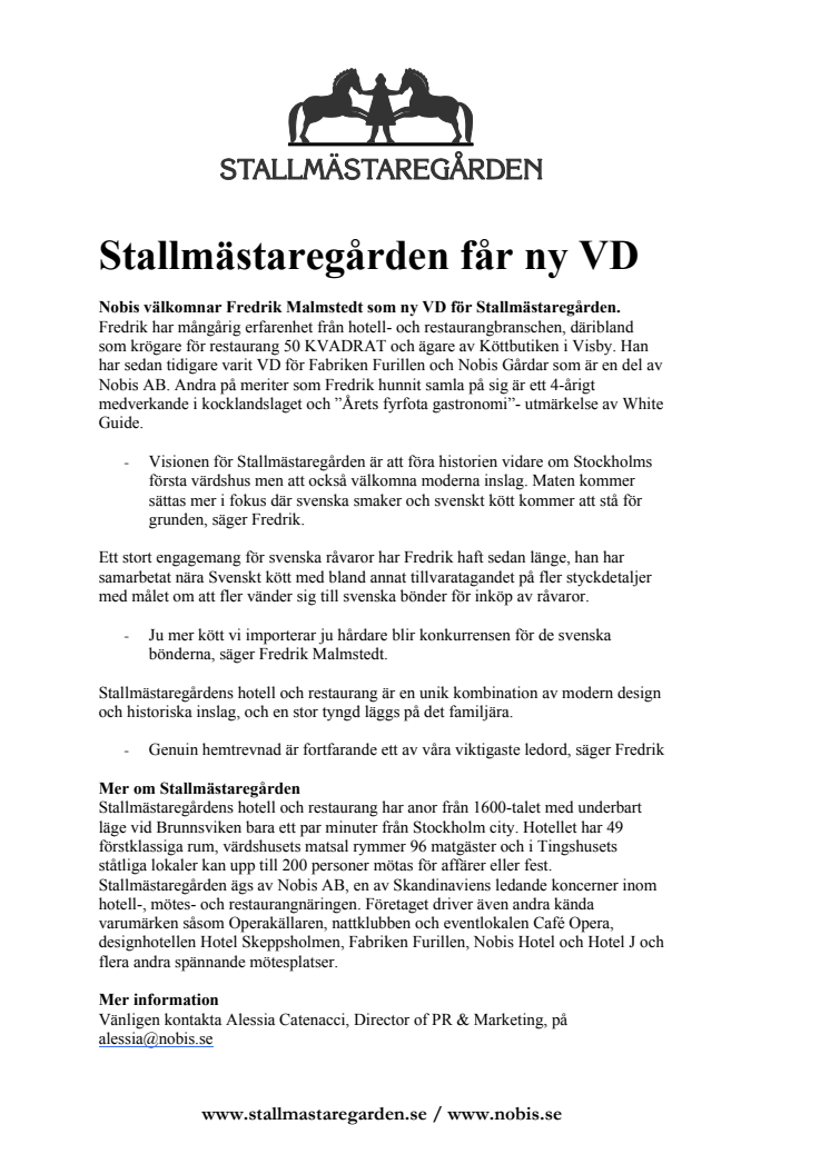 Stallmästaregården får ny VD