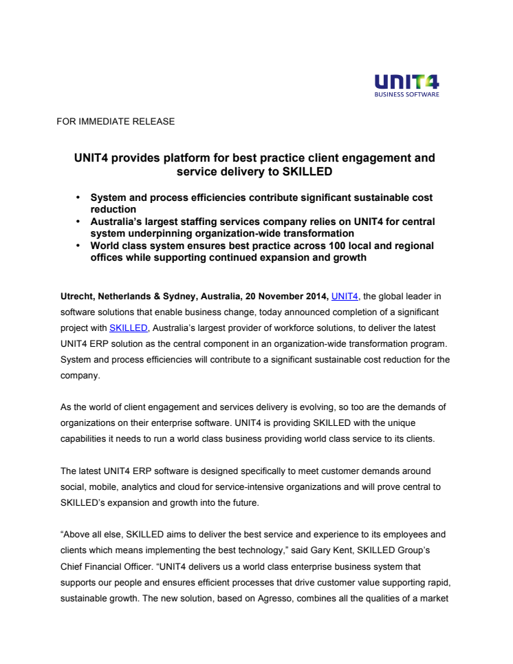 Australiens största fullservicebyrå väljer affärssystem från UNIT4 Agresso