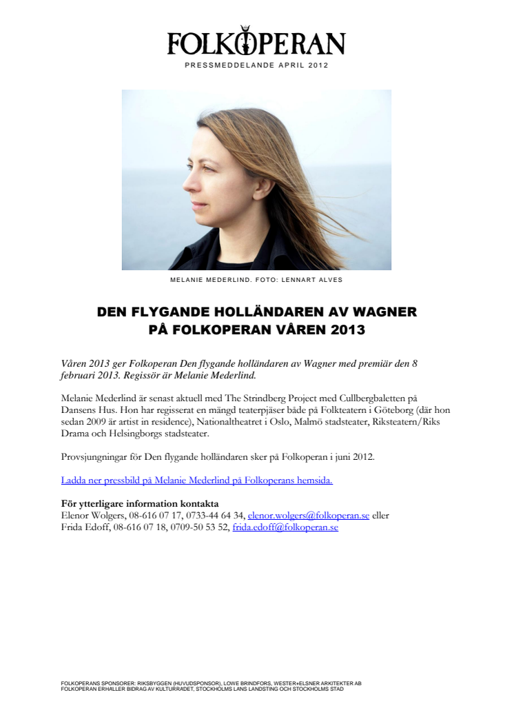 Den flygande holländaren av Wagner på Folkoperan våren 2013