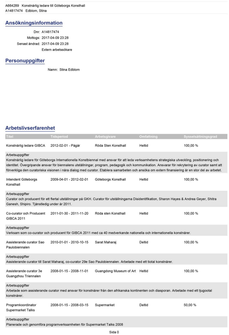 CV Stina Edblom