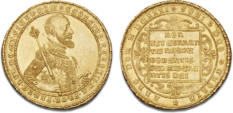 Lot 1009- Georg I, Rákóczi, 10 Ducats 1631, minted in Klausenburg (Kolozsvár)