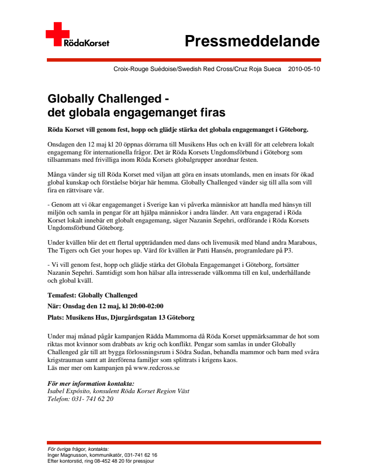 Globally Challenged - det globala engagemanget firas