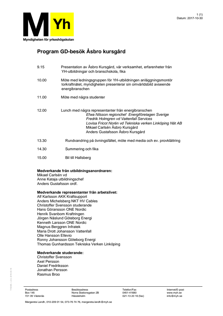 Program: Besök Åsbro kursgård