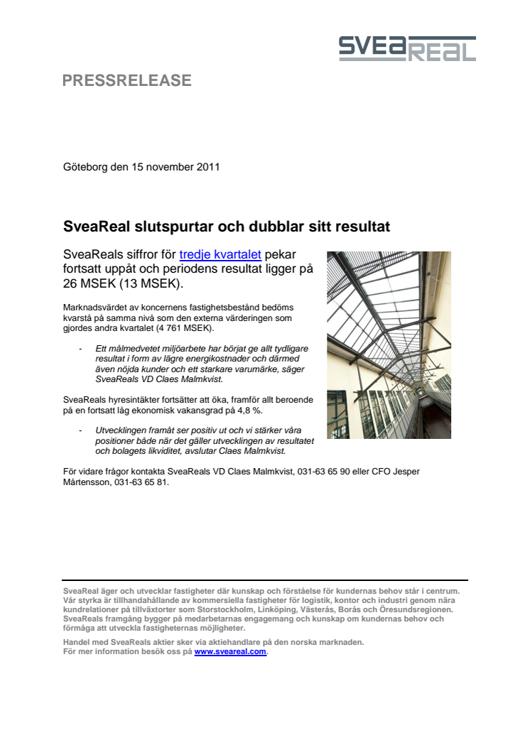 SveaReal slutspurtar och dubblar sitt resultat