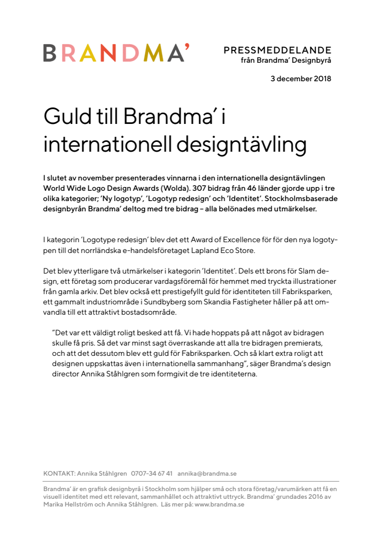 Guld till Brandma’ i internationell designtävling