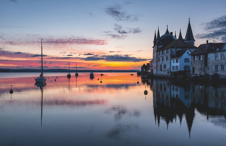 Sonnenaufgang bei Steckborn am Bodensee, Ostschweiz