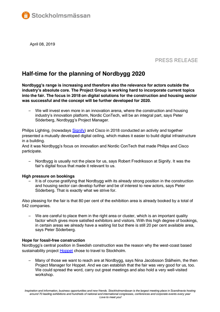 Half-time for the planning of Nordbygg 2020