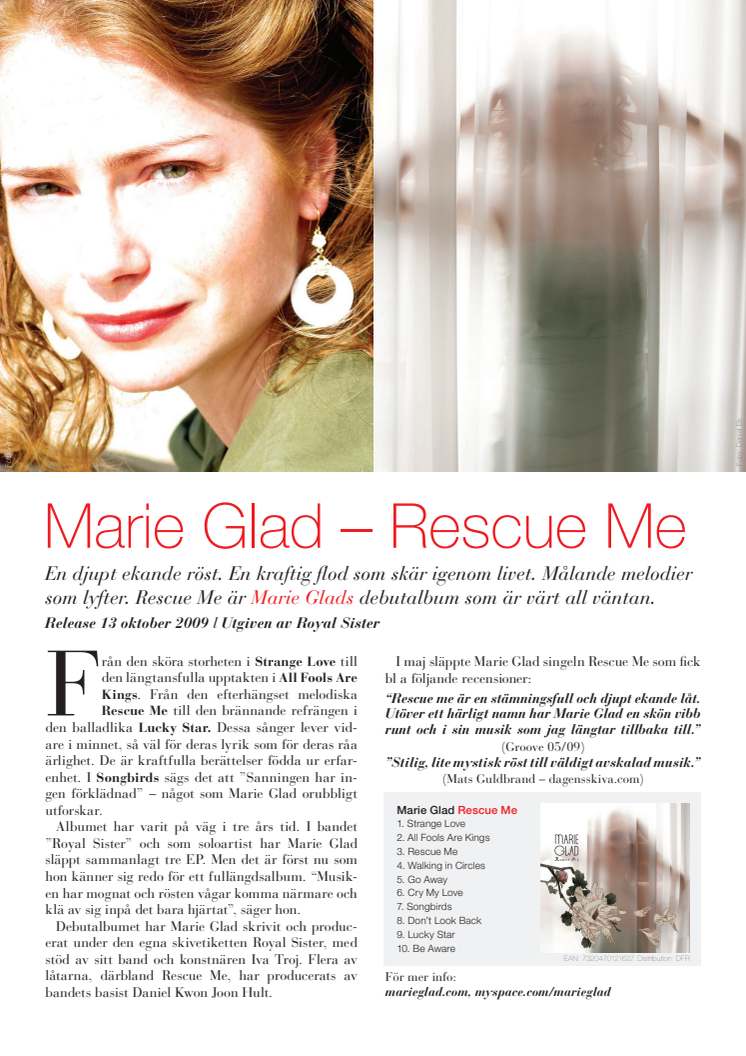 Marie Glad släpper debutalbumet Rescue Me