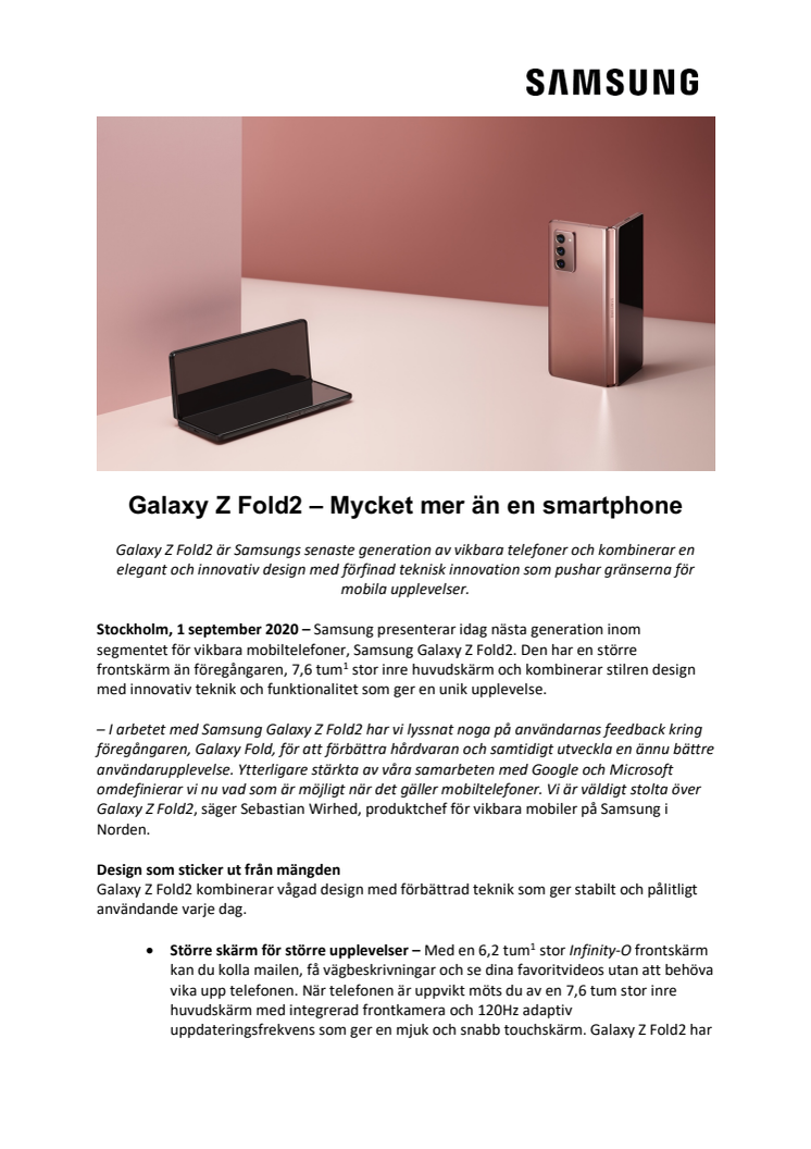 Galaxy Z Fold2 – Mycket mer än en smartphone