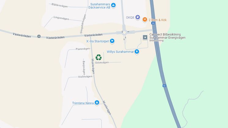 Karta återvinningsstation Surahammar Musikvägen Odonvägen.jpg