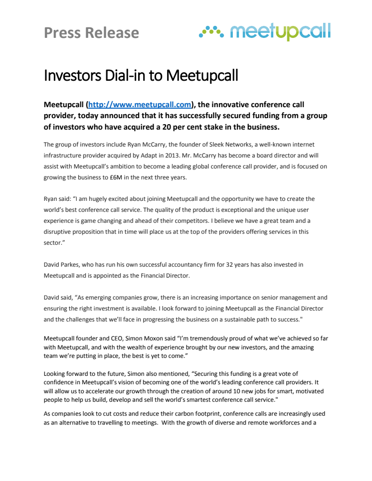 Investors Dial-in to Conference Call Service Provider