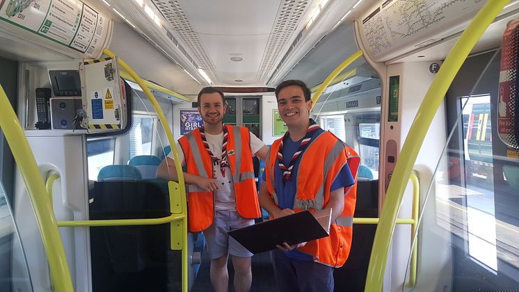 Scouts on a train