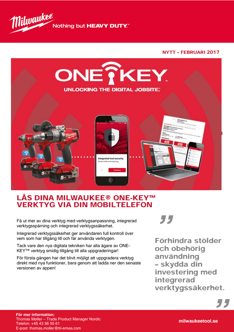  LÅS DINA MILWAUKEE® ONE-KEY™ VERKTYG VIA DIN MOBILTELEFON