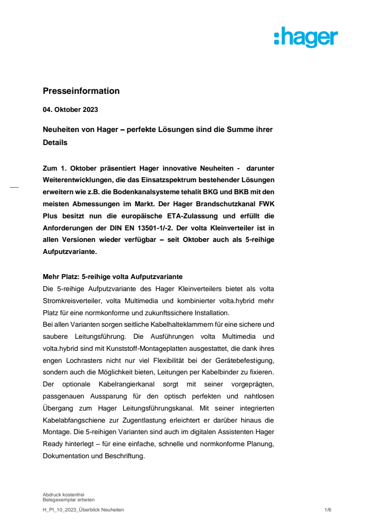 Hager Neuheiten 10/2023
