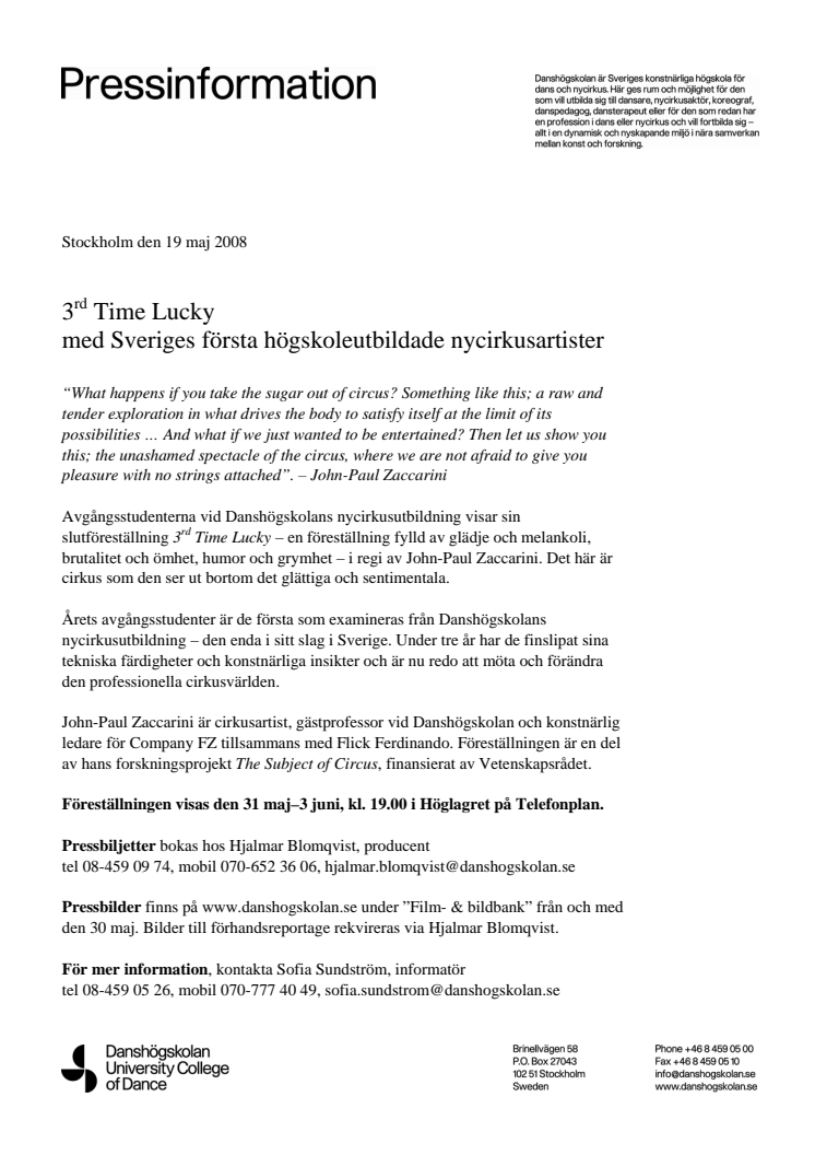 3rd Time Lucky - med Sveriges första högskoleutbildade nycirkusartister