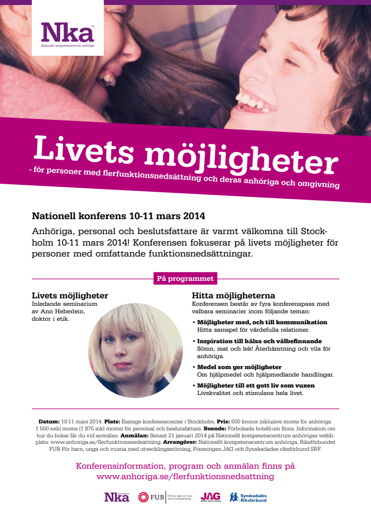 Nationell konferens om personer med flerfunktionsnedsättning 10-11 mars 2014