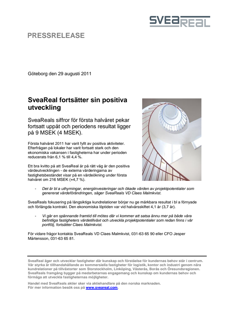 SveaReal fortsätter sin positiva utveckling