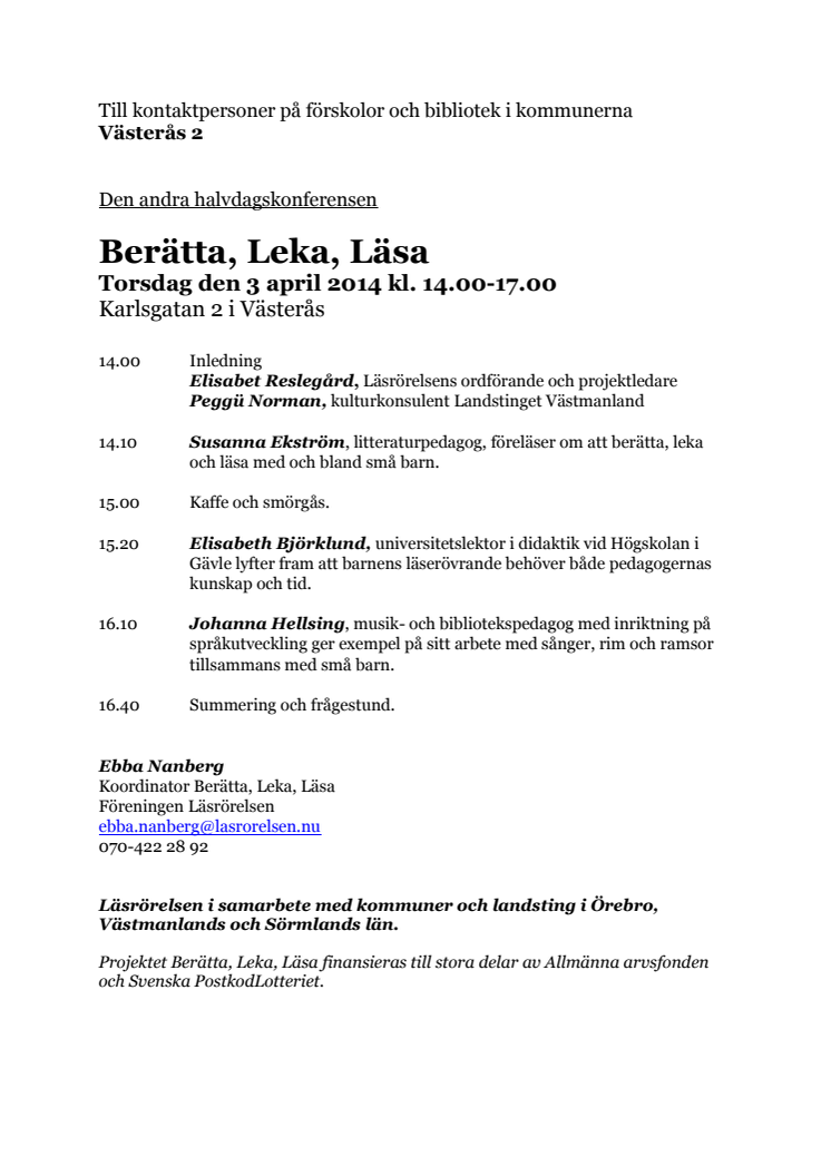 Inspirationskonferens 3 april Eskilstuna