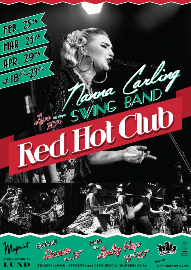 Red Hot Club poster våren 2019. OBS! 29/4 flyttat till 6/5