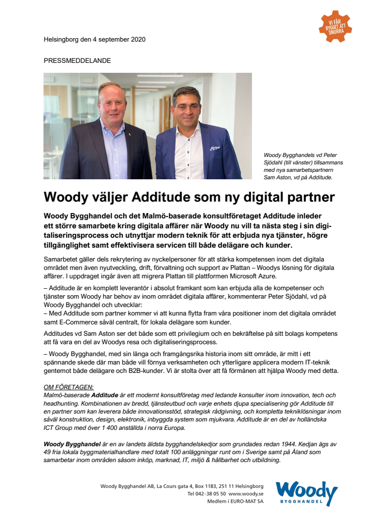 Woody väljer Additude som ny digital partner