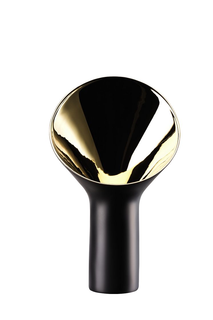 R_Fondale_Black mat-gold_Vase 33 cm front
