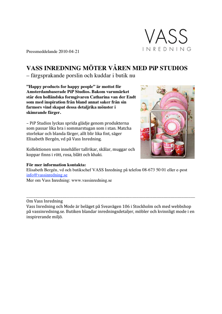 Vass Inredning möter våren med PiP Studios