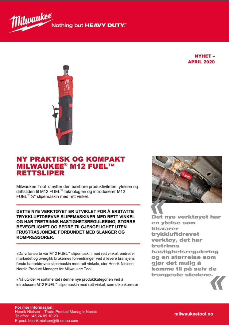 NY PRAKTISK OG KOMPAKT MILWAUKEE® M12 FUEL™ RETTSLIPER