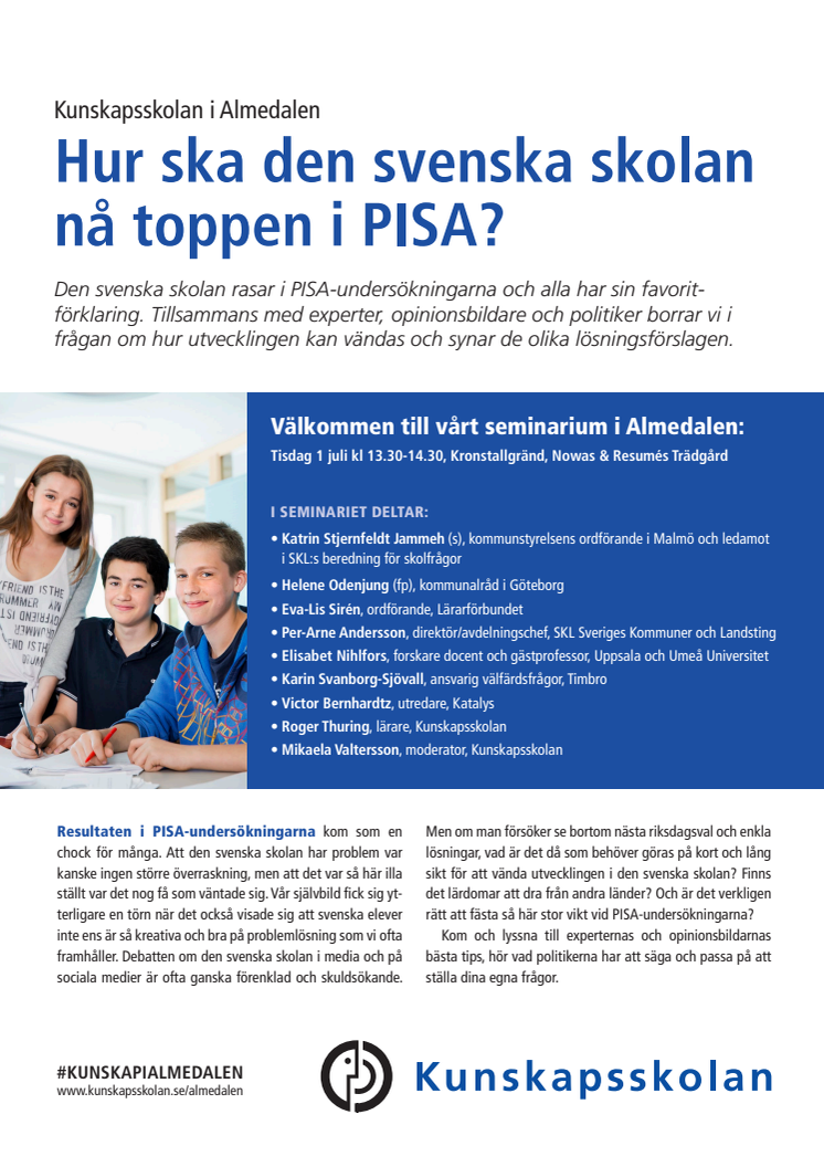 Hur ska den svenska skolan nå toppen i PISA? - Seminarium i Almedalen