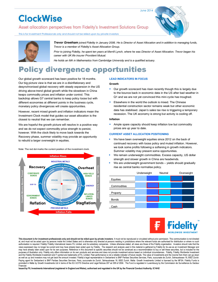 Trevor Greetham's Investment Clock June: Policy divergence opportunities