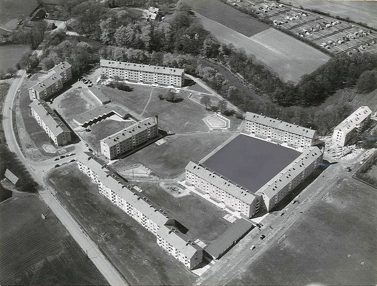 Flygfoto från 1955 över Gamla Elineberg.