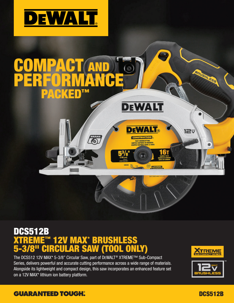 Introducing New DEWALT XTREME™ 12V MAX* Brushless 5-3/8" Circular Saw