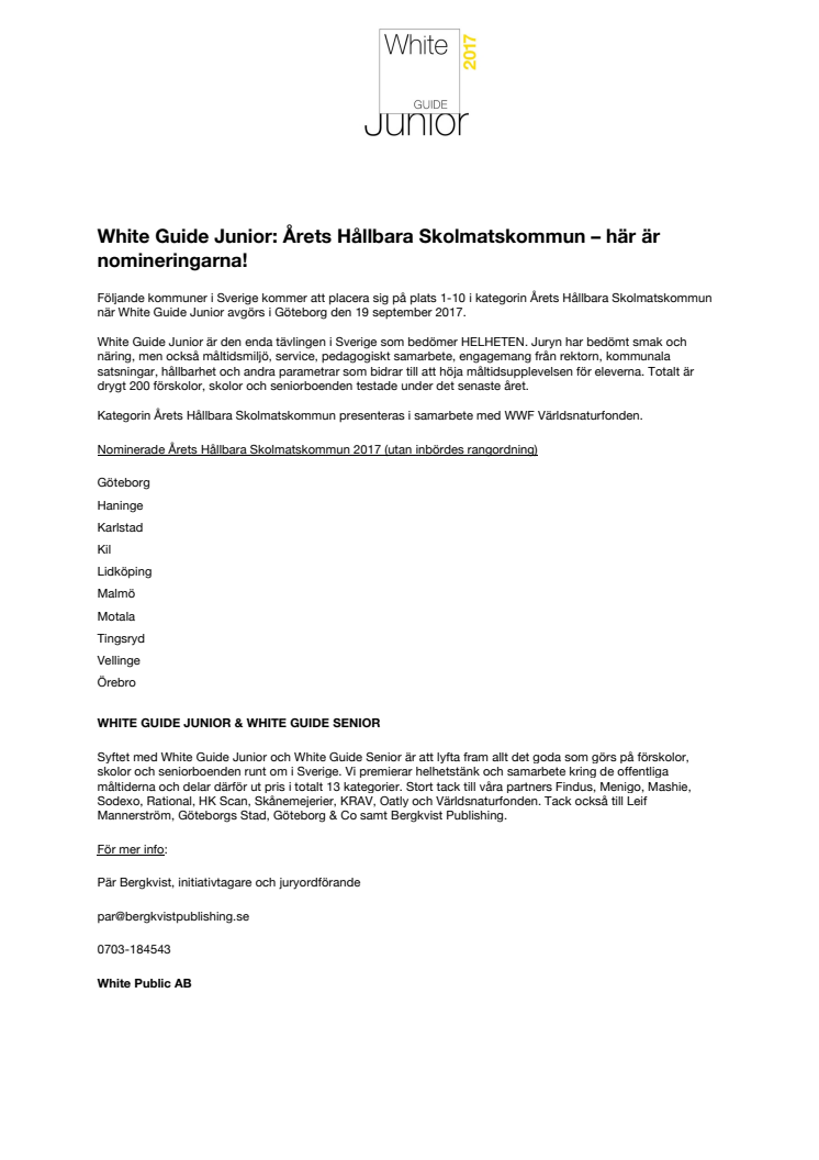 White Guide Junior: Årets Hållbara Skolmatskommun – här är nomineringarna!