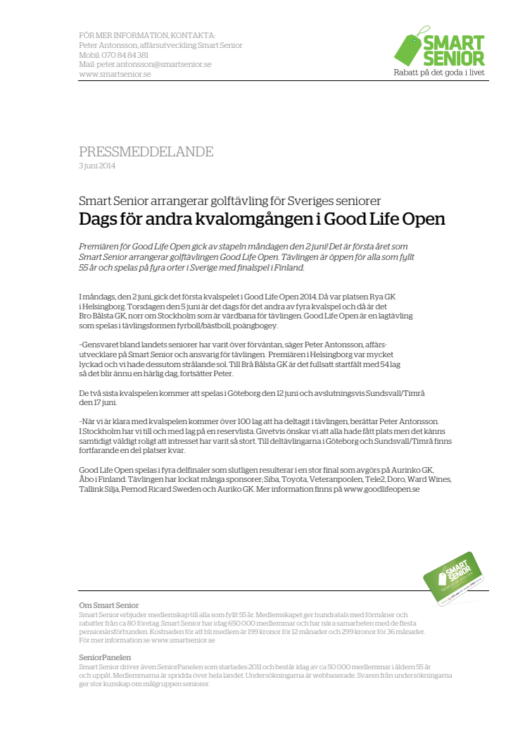 Good Life Open 2014 - spelas på Bro Bålsta GK