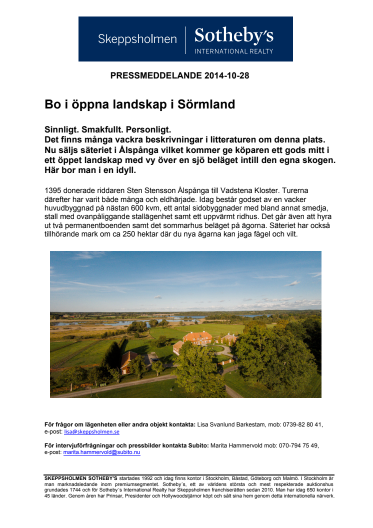 Bo i öppna landskap i Sörmland