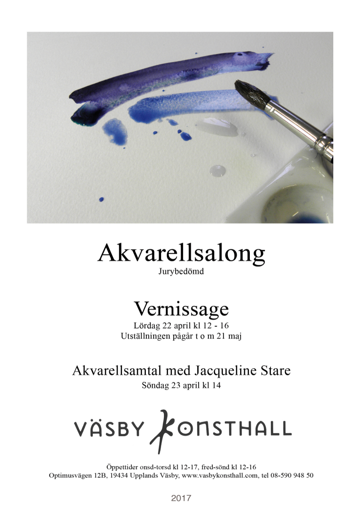 Vernissage för jurybedömd Akvarellsalong - Väsby Konsthall lördag 22 april 2017 