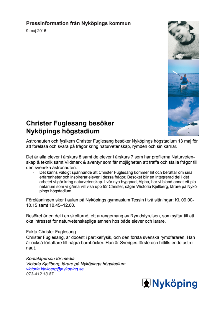 Christer Fuglesang besöker Nyköpings högstadium