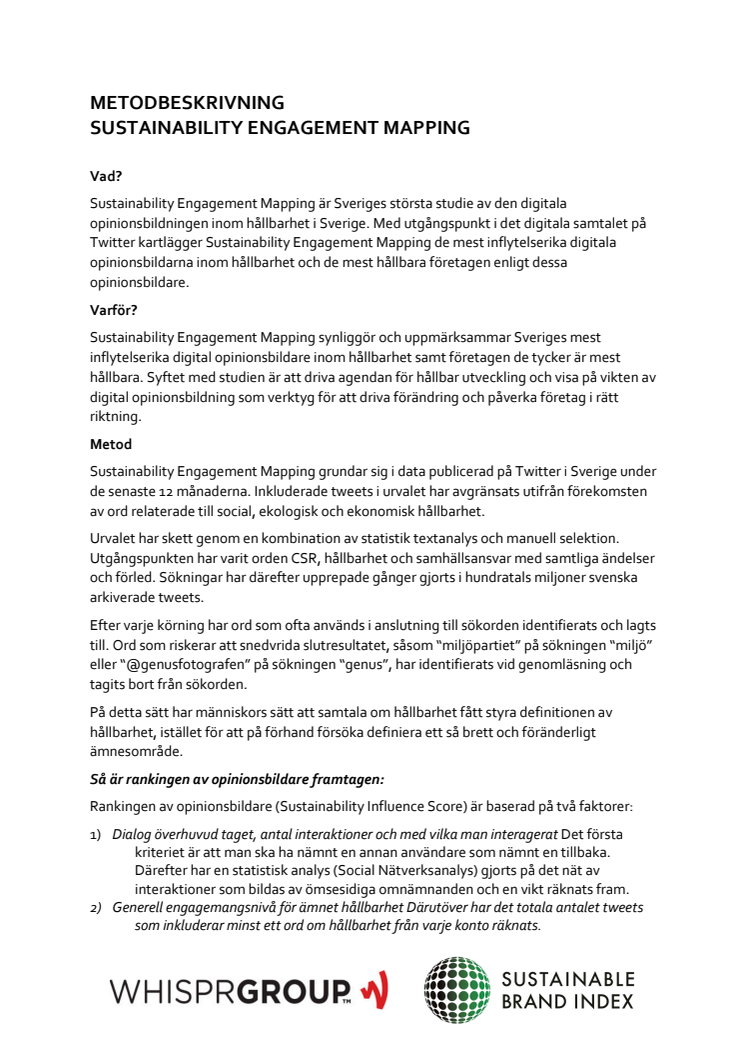 Metod - Sustainability Engagement Mapping