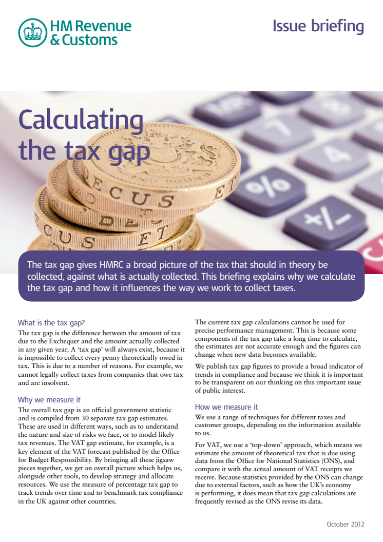 HMRC Briefing - Calculating the tax gap