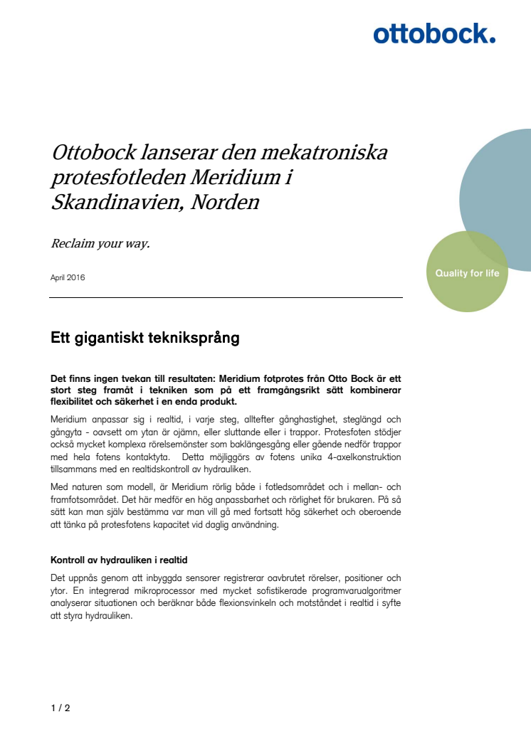 Fotprotesen Meridium ett gigantiskt tekniksprång