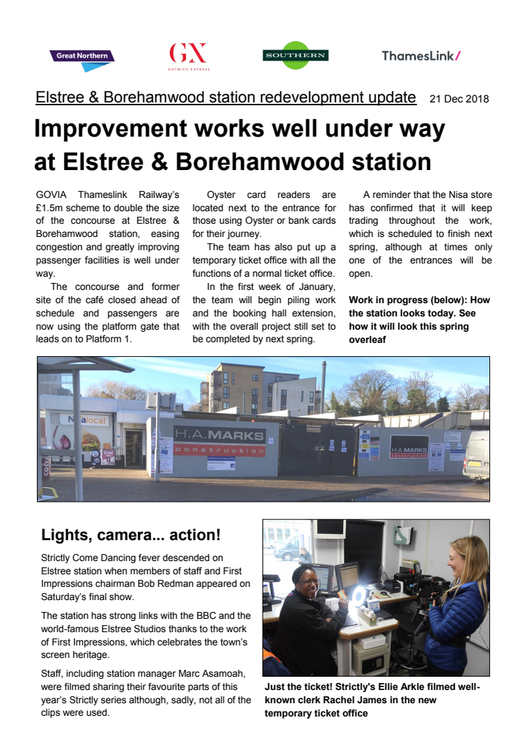 Improvement works well under way at Elstree