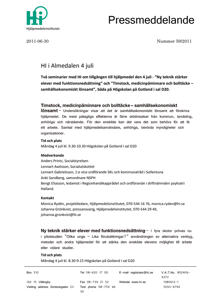 HI i Almedalen 4 juli