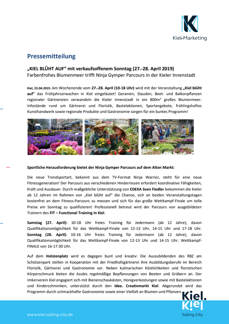 Kiel blüht auf mit Blumenmeer, Ninja Parcour und verkaufsoffenem Sonntag