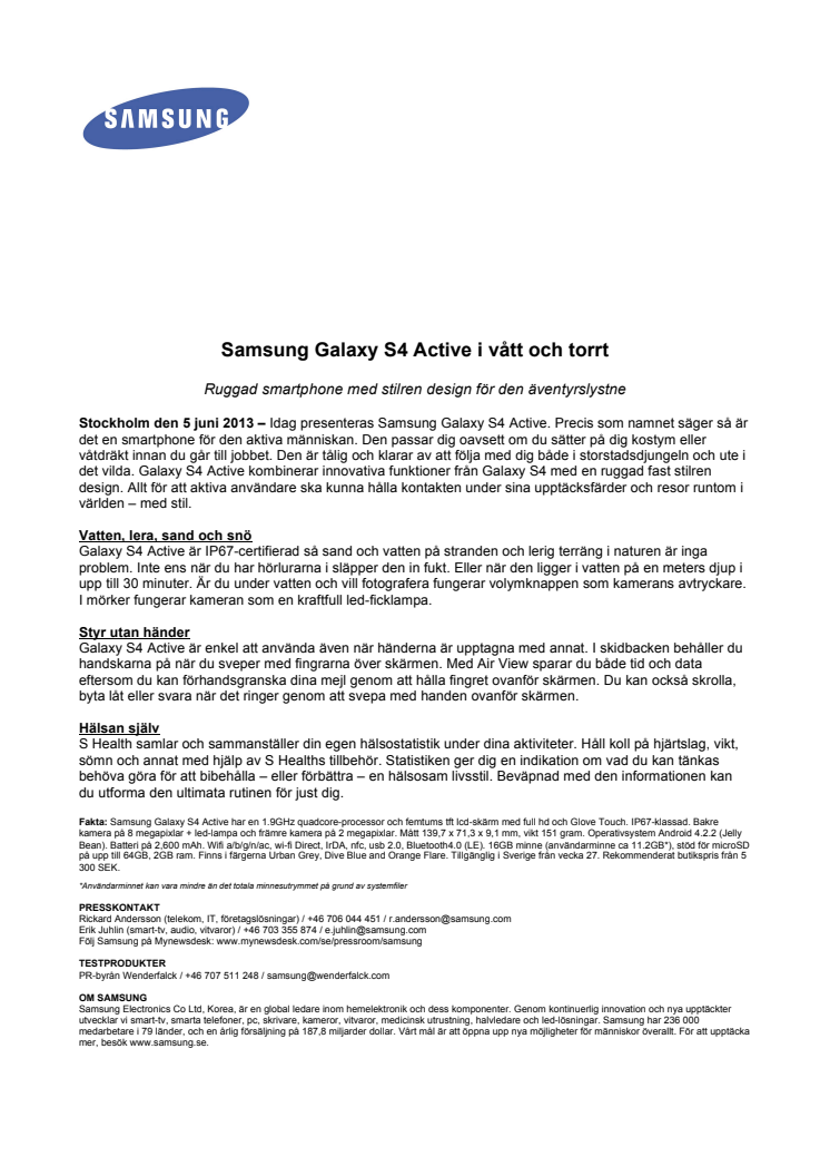 Samsung Galaxy S4 Active i vått och torrt