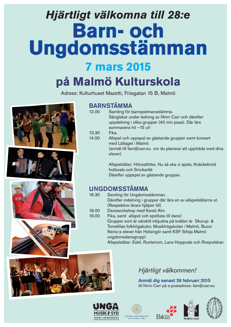 Program Barn- och Ungdomsstämman 7 mars 2015