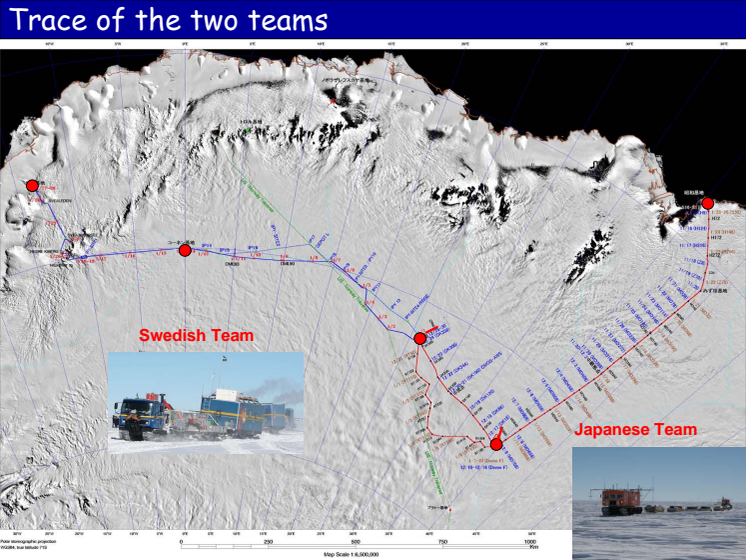 Ruttkarta för JASE/Japanese-Swedish Antarctic research expedition map