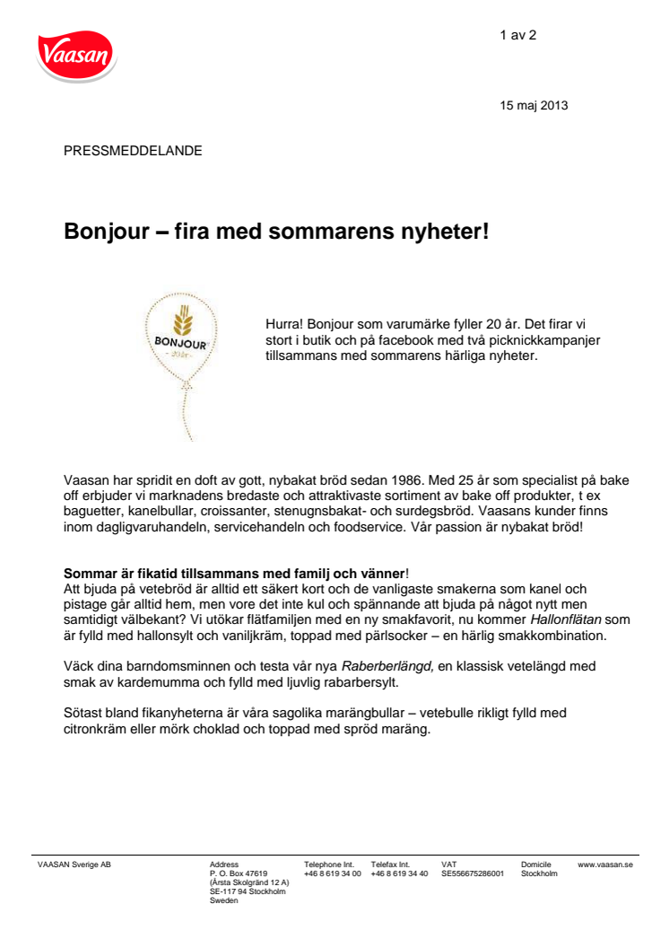 Bonjour – fira med sommarens nyheter! 
