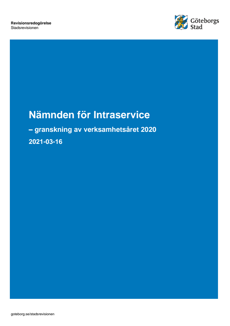 Nämnden för Intraservice – granskning av verksamhetsåret 2020