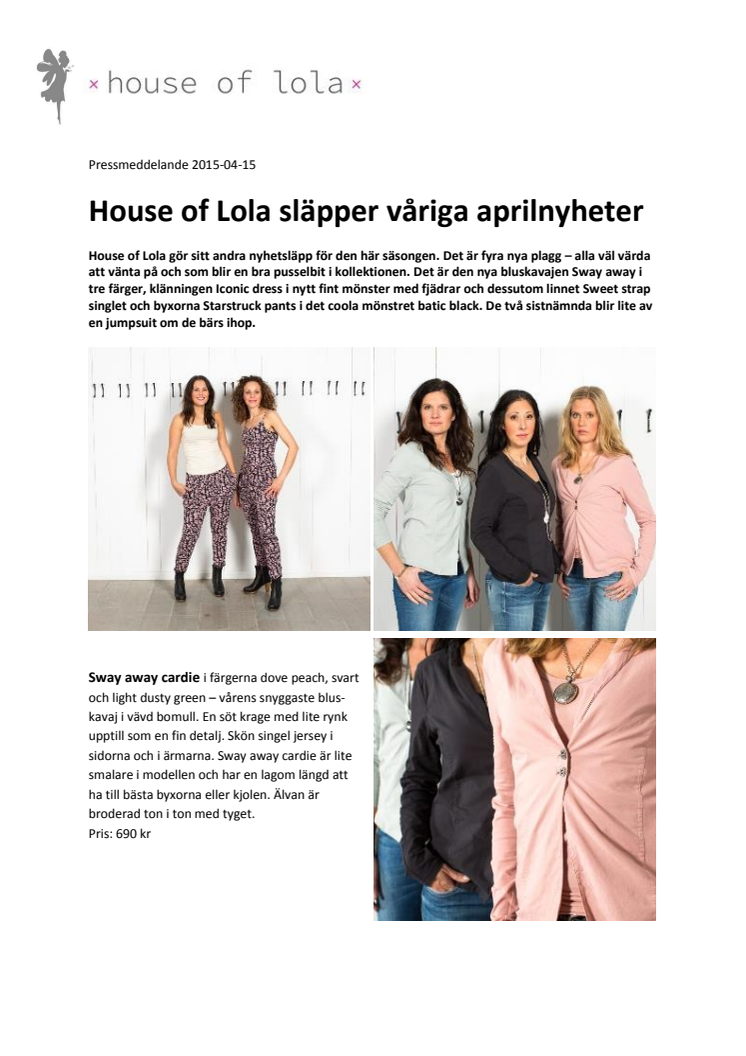 House of Lola släpper våriga aprilnyheter