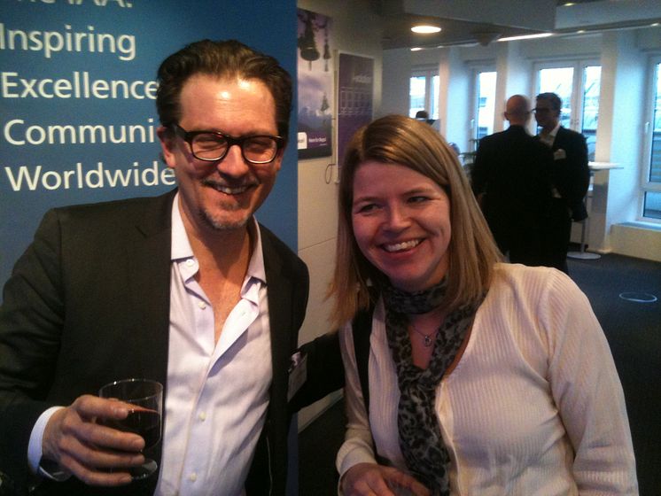 Micronic Mydata's Veronica Wänman and David Gray at last night's IAA seminar-mingle.