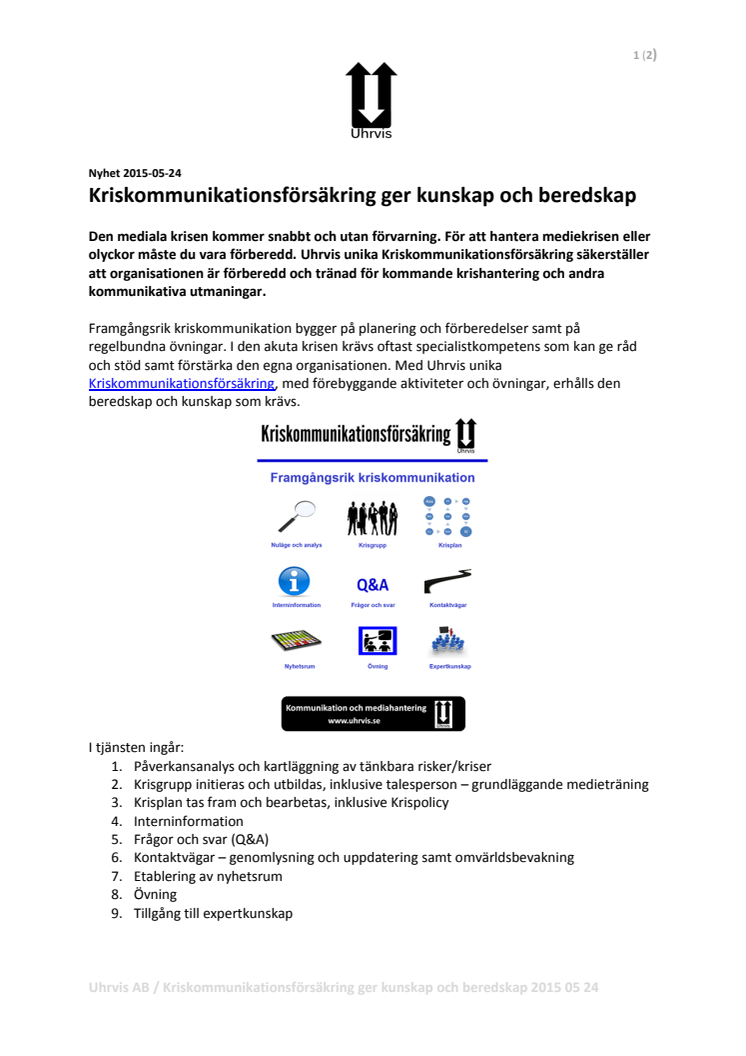 Kriskommunikation - kriskommunikationsförsäkring